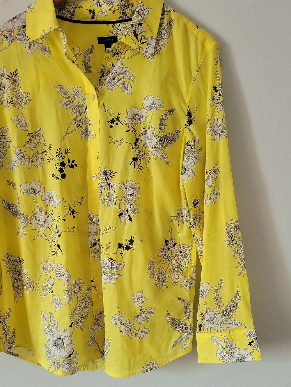 Talbots Yellow Floral Button-Up Blouse - Picture 2 of 5